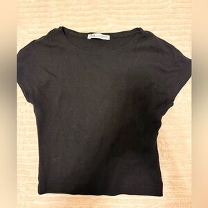🖤 ZARA Basic Black Cropped T-Shirt | Size S | EUR S / USA S / MEX 26 ✨